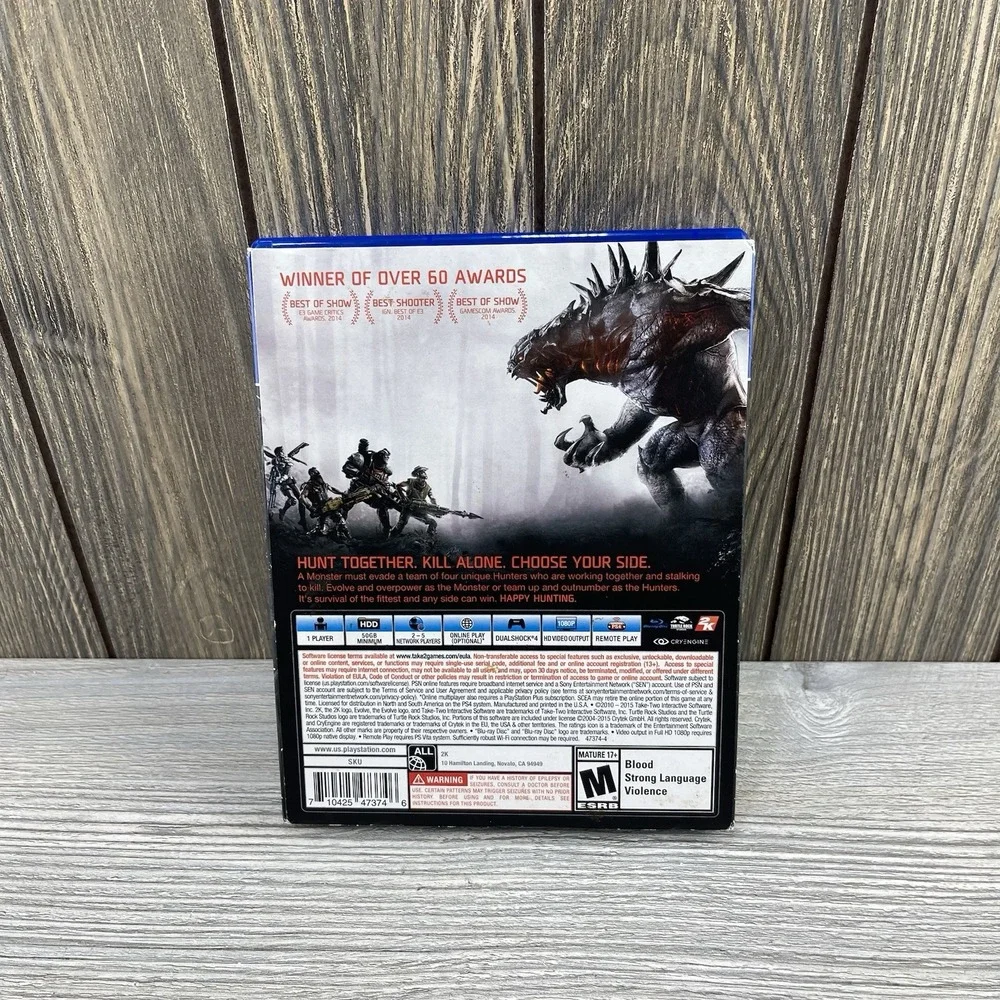 Evolve (Sony PlayStation 4, 2015) w/Slipcover Tested Working